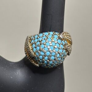 Vintage Panetta Couture Dome Ring Turquoise Glass Cabochons Jewelry